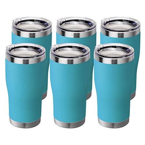 Image of HASLE OUTFITTERS 20 oz Tumbler Bulk, Stainless Steel Tumblers with Lid, Vacuum Insulated Tumbler, Double Wall Powder Coated Cup, coffee mugs, Sky Blue, 6 Pack