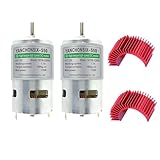 Yanchonsix 550 DC Motor 12V High Torque D-Shaft (3.17mm) with Aluminum Heatsink, 2-Pack – Durable Dual-Carbon Brush Motor for RC Car, Robot, and DIY Power Projects(2pack D-Shaft)