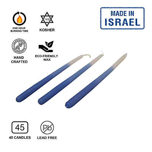 TriColor Blue & White Chanukah Candles - Thumbnail 3