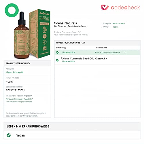 Foto von BIO RIZINUSÖL 100% Rein Kaltgepresst | Mit Wimpern Kit - Haarwachstum | Für Haare Wimpern Augenbrauen & Haut | Haaröl & Gesichtsöl Made in Germany