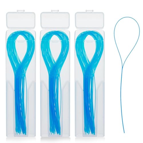 MKEAWWU Filo Interdentale Da 150 Pezzi Per Pulizia Profonda, Per Apparecchi Ortodontici, Ponti E Impianti, Confezione Da 3 Scatole, Colore Blu, Lunghezza 15Cm
