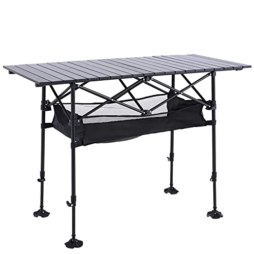 Alpha Camp Camping Table Outdoor Portable Table With Storage Adjustable Aluminum Table For Grill Travel Table Outdoor Picnic,Beach,Bbq,Backyards #TOP10