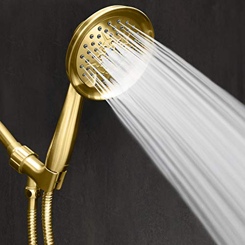 Showermaxx, Luxury Spa Series, 6 Spray Settings 5 Inch Hand Held Shower Head, Extra Long Stainless Steel Hose, Maxx-Imize Your Shower With Showerhead In Polished Brass / Gold Finish #TOP7