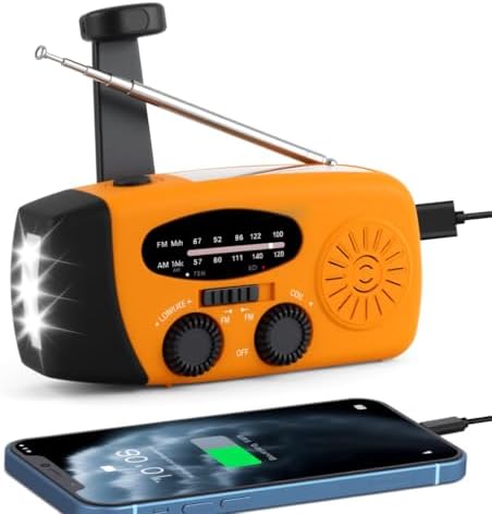 Wind Up Solar Radio Emergency Portable Hand Crank Weather with AM...