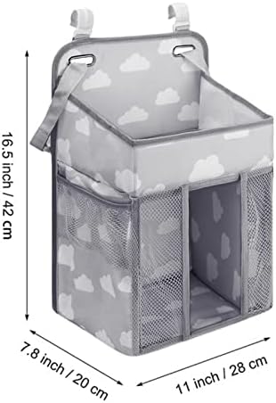xiaoguozi Diaper Caddy Organizer Nursery Organisers Storage Bag Nappy Caddy Organiser Baby Crib Organizer Diaper Diaper Organizer Caddy With Buckle For Cribs Cars Changing Tables, Grey
