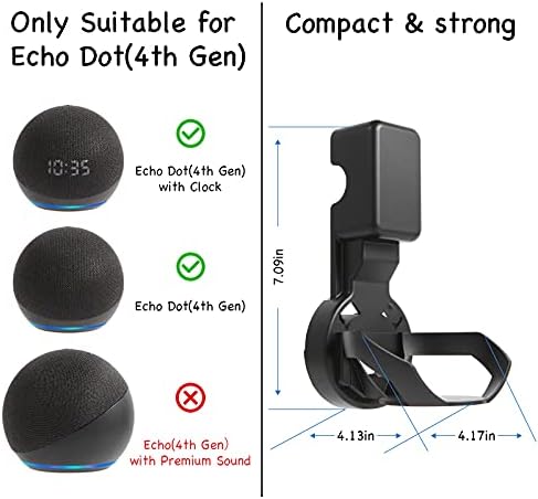 Dot 4th/5th Generation Wall Mount, Outlet Hanger for Echo Dot (4th&5th Gen) Smart Home Speaker, Space-Saving Accessories with Built-in Cable Management, Hide Messy Wires, Black