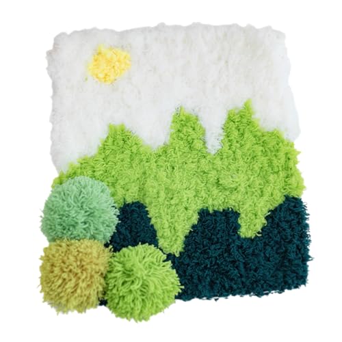 Image of beausougon DIY Latch Hooking Craft 3D Coaster Set with Moss Design, Crochet Kit for Adults