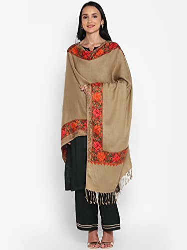 Zamour Women Embroidered Large Scarf Wrap Faux Pashmina Wool, Indian Kashmiri Oversized Scarves Wraps Stole Shawl for Winter4