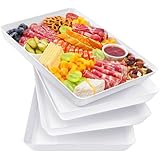 Lifewit Plastic Serving Tray, White Serving Platters for Party Food, BPA Free, Trays for Charcuterie Dishes, Reusable Platter for Snacks, Fruit, Cookies, Sandwich, Set of 4, 41 x 30cm