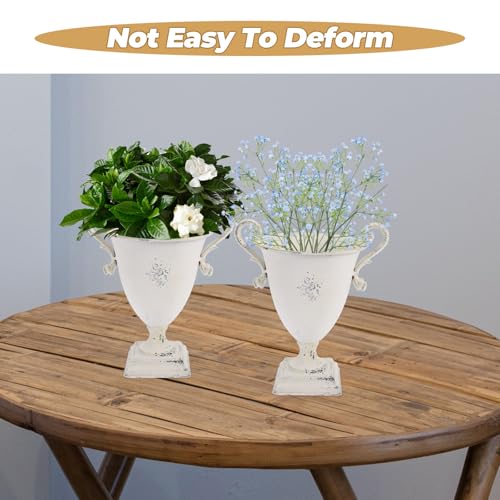 Vase à fleurs décoratif léger résistant soleil jardinière rétro blanc
