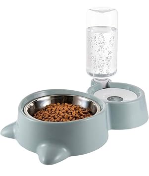 Pringo 2 in 1 Cat and Dog Food Bowl with Automatic Water Dispenser | Double Pet Feeding Bowl with Detachable Stainless Steel | Cat & Dog Feeder | Pet Feeder and Water Dispenser