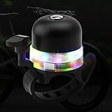 DAWRIS Timbre de bicicleta con luces RGB, mini timbre de bicicleta, sonido claro fuerte y nítido, timbre ajustable para niños y adultos, bocina para carretera, accesorios para scooters de bicicleta