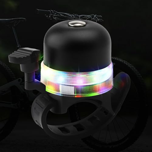 DAWRIS Timbre de bicicleta con luces RGB, mini timbre de bicicleta, sonido claro fuerte y nítido, timbre ajustable para niños y adultos, bocina para carretera, accesorios para scooters de bicicleta