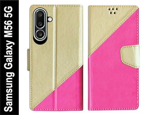 Image of SBMS Flip Cover for Samsung Galaxy M56 5G 6.7 Inch Back Cover Case with Magnatic Closure | Inbuilt Stand | Card & Money Pocket (MultiPink)