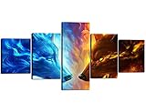 Wall Art Canvas Painting for Living Room Modern Home Decorations Wolves Ice Fire Posters and Prints...