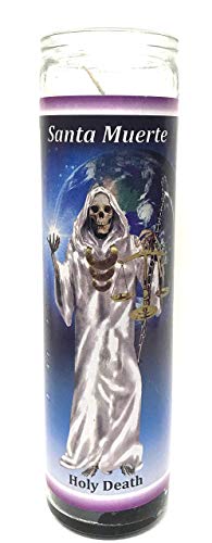 Santa Muerte Unscented Glass Prayer Candles, 8