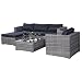 Tangkula 6 Pcs Outdoor Wicker Furniture Set Sofas Ottoman with Cushions Gradient Gray