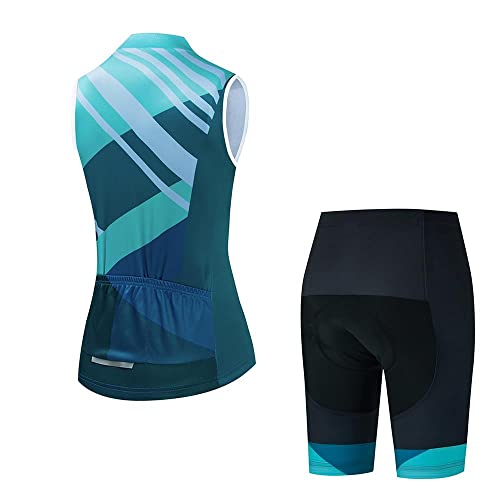 Women's Cycling Jersey Set Sleeveless Bike Shirts Cycling Vest Shorts Bicycle Clothing Short With Gel Padded #TOP1