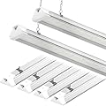 6 Pack LED Shop Light 4FT 60W, 8700LM Linkable Utility Shop Light 5000K Daylight White Hanging/Mounted Light for Garage, Super Bright Integrated Shop Lights, Garage Light, Under Cabinet Light
