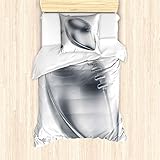 ABAKUHAUS Grau Bettbezug Set für Einzelbetten, American Football-Motiv, Milbensicher Allergiker geeignet mit Kissenbezug, Grau Hellgrau Weiß