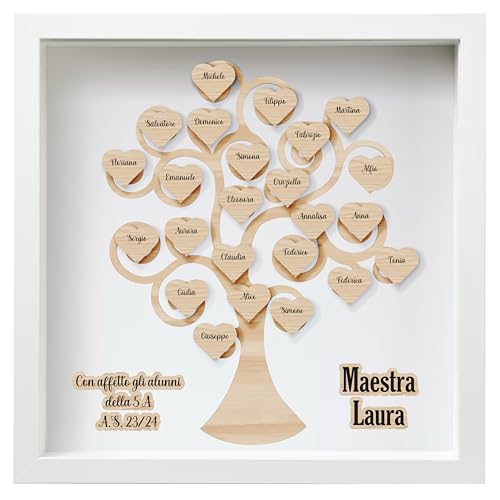 Lol t-shirt Cornice Quadro Albero della Vita in Legno Personalizzato con Nomi - Idea Regalo Maestra