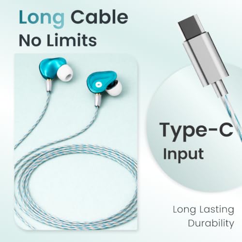 Image of Leaf Sonic IEM Wired Earphones with Dual Dynamic Drivers, Type-C DAC, Hi-Res Audio, Built-in Microphone, in-Line Controls, Ergonomic in-Ear Design, Tangle-Free Cable, Noise Isolating Earbuds