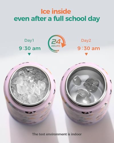 Image of Choco Mocha Kids Water Bottle For School, Kids Insulated Butterfly Water Bottle Stainless Steel for Girls,18Oz Pink Garden
