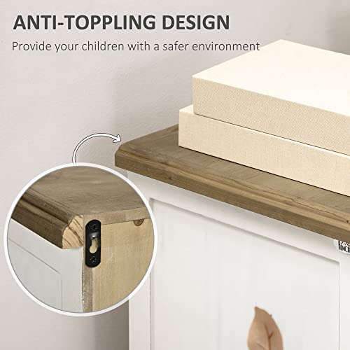 Homcom Farmhouse Sideboard Buffet Cabinet, Kitchen Storage Cabinet, Accent Cabinet With Double Glass Doors And Solid Wood Countertop For Kitchen, Living Room, White #TOP6