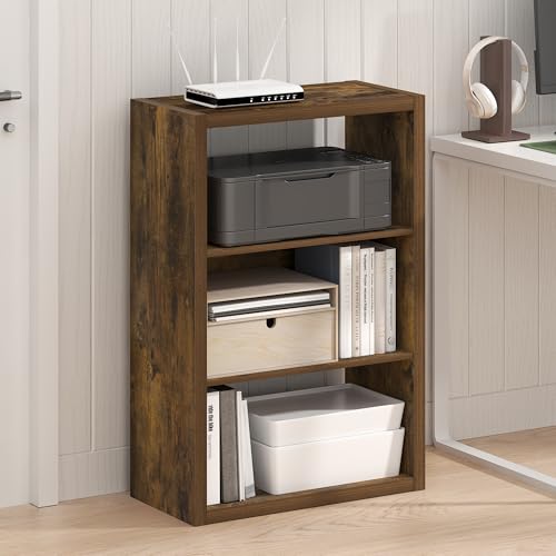 Image of Furinno Viola Book Shelf, 3-Tier Bookshelf, Extra Thick Frame Bookcase with Open Shelf, Open Back Design, 11.3 inch x 23.2 inch x 35.9 inch, for Living Room, Bedroom, Home Office, Amber Pine