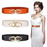 Gaosaili 3 Stücke Damen Breiter Gürtel, Elastischer Fashion Taillengürtel, Damen Elastische Taille Gürtel Retro Stretch Taillengürtel mit Metall Schnalle