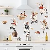 Mfault Italian Fat Chefs Wall Decals Stickers, Funny Cooker Baker Food Cooking Decorations Kitchen Art, Home Dining Room Restaurant Decor