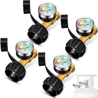 4 Pack Upgraded Propane Tank Gauge with Color Coded Dial for 5lb-40lb Tanks