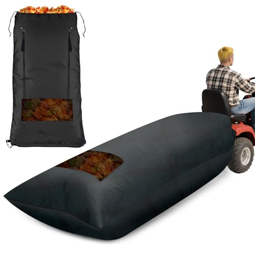 Patelai Lawn Tractor Leaf Bag, Grass Catcher Bag for Riding Lawn Mower 78.7 x 52 Inch Large Capacity with Strap Rope Vent Hole and Zipper for Fast Leaf Collection Heavy Duty Material Collection System