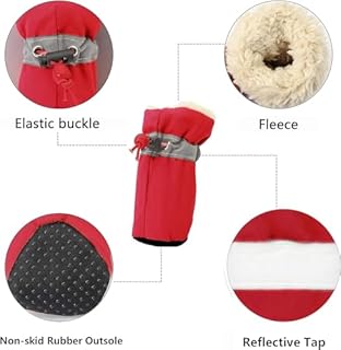 YAODHAOD Dog Shoes, Dog Boots Paw Protector, Winter Warm Comfortable Soft Soled Dog Skidproof Sneakers with Reflective Straps, for Small Dog (Size 5: 1.9"x1.5" (LW), Red)