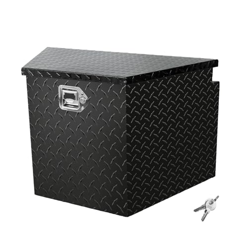 BLACKHORSE-RACING Heavy Duty Aluminum Trailer Tongue Tool Box for Pick Up Truck Bed RV ATV with Lock & Keys 29"(L) X17(W) X18(H)-Black