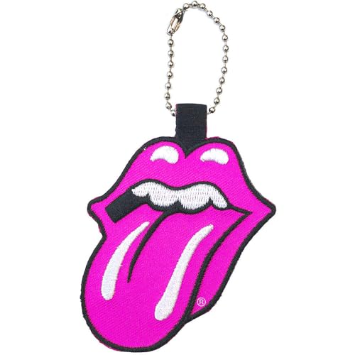 The Rolling Stones Llavero clásico con logotipo bordado en la lengua rosa oficial, rosa, ''