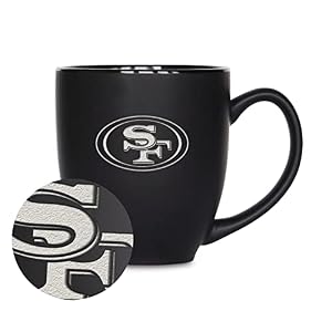 Rico Industries NFL Football 15oz Matte Black Bistro Mug – For Hot or Cold Drinks – Team Logo Etched For Unique Feel