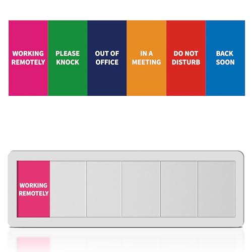 Image of Office Door Signs 6 Options Do Not Disturb, Please Knock, In A Meeting, Out Of Office, Working Remotely Back Soon Privacy Door Slider Sign For Meeting & Conference Room Silver