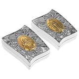 SUPVOX Caja de Almacenamiento para Rosarios Católicos Vintage, Estuche Metálico Pequeño 2 Piezas para Joyería Religiosa, Organizador Portátil para Collares y Cuentas de Oración, Adecuado