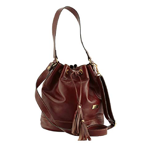 Bolsa Saco Transversal Feminina Ombro em Couro Legitimo (Whisky)