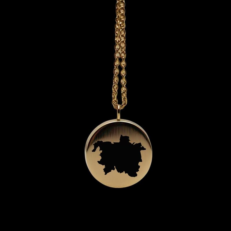 Colgante mapa de Hannover plata de ley chapada oro 14k dije de la Tierra redondo LKB_MAP_437 2