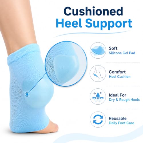 Image of Spa Gel Heel Socks for Men & Women, Cracked Heel Cushion Support