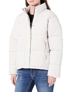 Replay Damen Steppjacke mit Stehkragen, Butter White 412 (Weiß), L