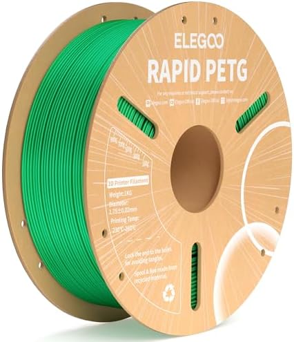 ELEGOO Rapid PETG Filament 1.75mm Grün 1KG | High-Speed bis 600mm/s 3D Drucker Filament, Maßgenauigkeit +/- 0,02mm, 1kg Spule (2.2lbs), Kompatibel mit FDM 3D Drucker