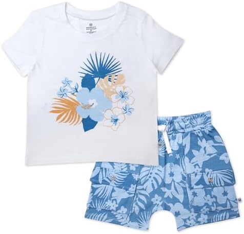 HonestBaby 2 Piece Baby Toddler Short Sleeve and Shorts Set for Girls, Boys, Uni