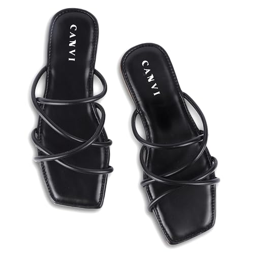 Image of CANVI Stylish | Fancy | Comfortable Slide Sandals Slip On Flat Flip Flop Thong Sandals Casual Sandals Ethnic Flats Sandals for Women and Girl