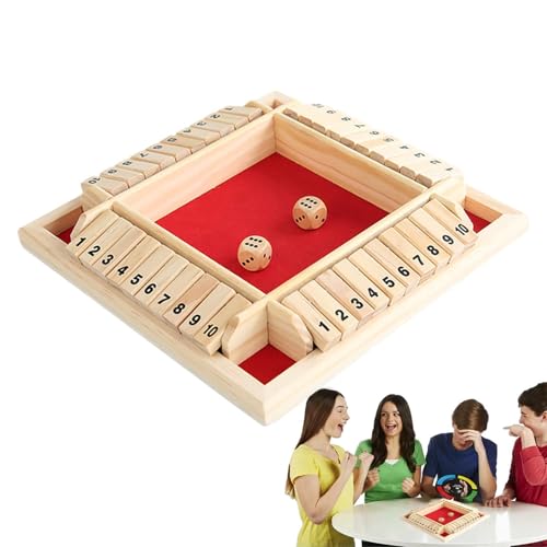 Shut Box Game [Wooden Dice Board] Classic Number Tile Tabletop Strategy Set - Portable Strategy Entertainment Activity | Family 