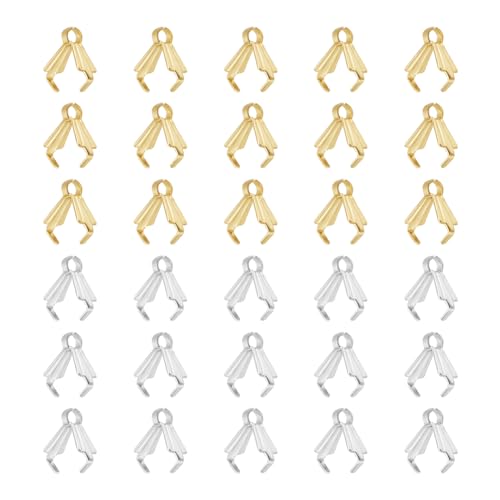 UNICRAFTALE 120 Stück 18K Vergoldete Eispickel Klemmbügel 8 mm Edelstahl Anhänger Klemmbügel Schmuck Schnappbügel Anhänger Anschlussbügel Aufhänger Für Die Schmuckherstellung