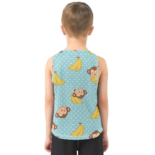 J JOYSAY Cartoon Monkey Blue Boys Tank Top Sleeveless Muscle Shirts Quick Dry Workout Sport Active Kids T-Shirts 3-15T3