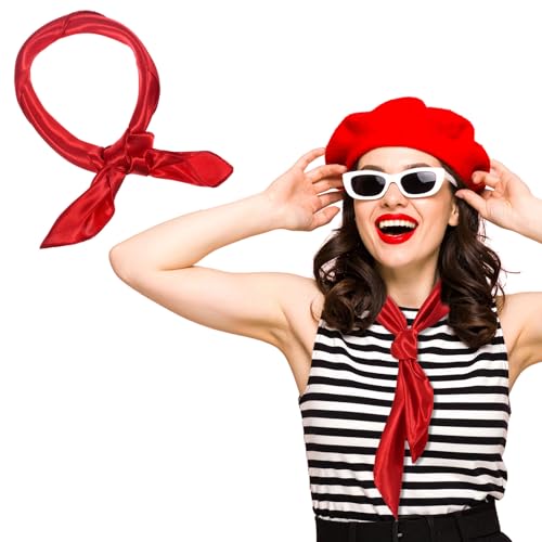 Women Silk Feeling Scarf 23.5 Inch Square Satin Silk Feeling Neck Scarf Fashion Head Scarves for Halloween Costume Accessory Handbag Accessories